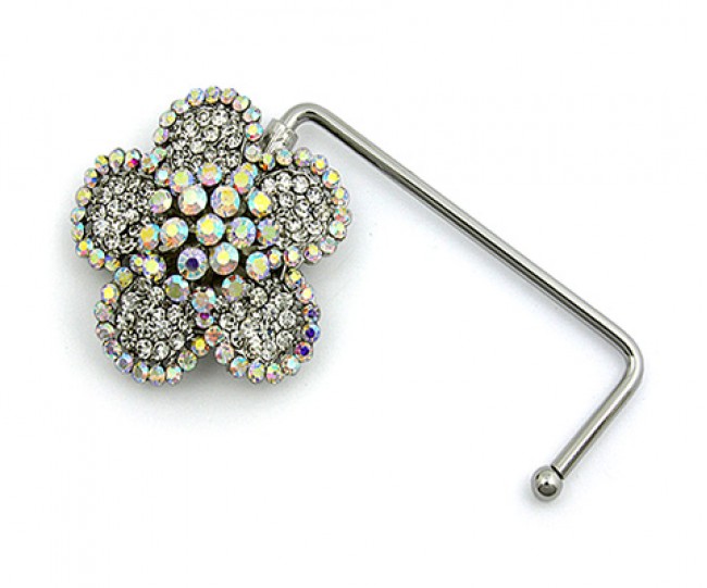 Handbag Hanger - Rhinestone Flower - Clear -BH-GB1292CL